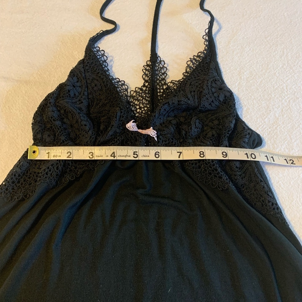 Lacy Details Victoria’s Secret T Strap Slip Dress Black Lace Bodice Romantic - Picture 9 of 10